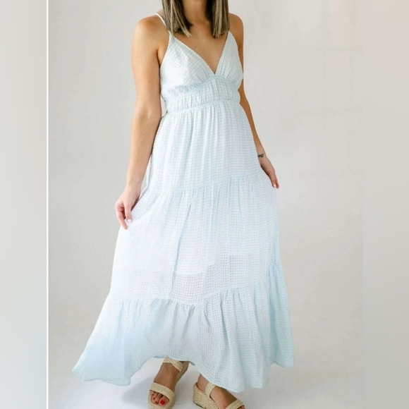 Meet Me In Santorini* Open Back* Sundress* Blue* Sz M - Picture 1 of 10